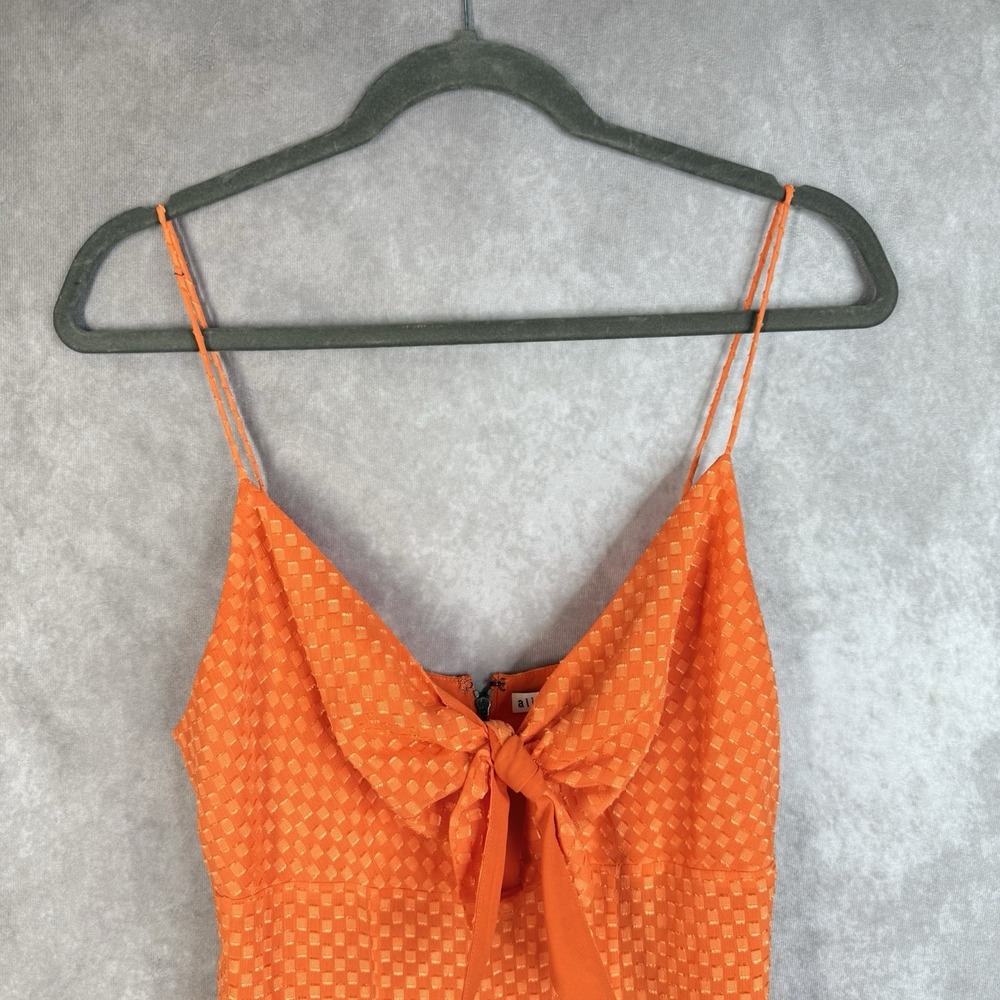 Alice + Olivia Roe Front Tie Mini Dress In Monarch Orange Women's Size 6 - Picture 7 of 7